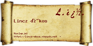 Lincz Ákos névjegykártya